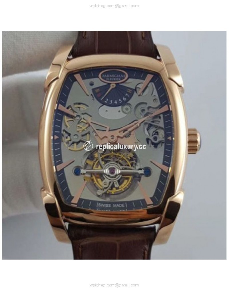 Parmigiani Fleurier Kalpa XL Tourbillon 30 Second Chiaroscuro PF012512-01 BM Rose Gold Black Skeleton 