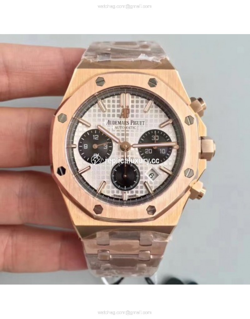 Audemars Piguet Royal Oak Chronograph 26331 JH Rose Gold Silver 