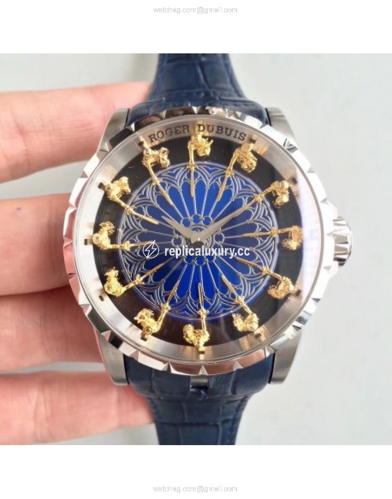 Roger Dubuis Excalibur Knights Of The Round Table II RDDBEX0495 Noob Stainless Steel Blue 