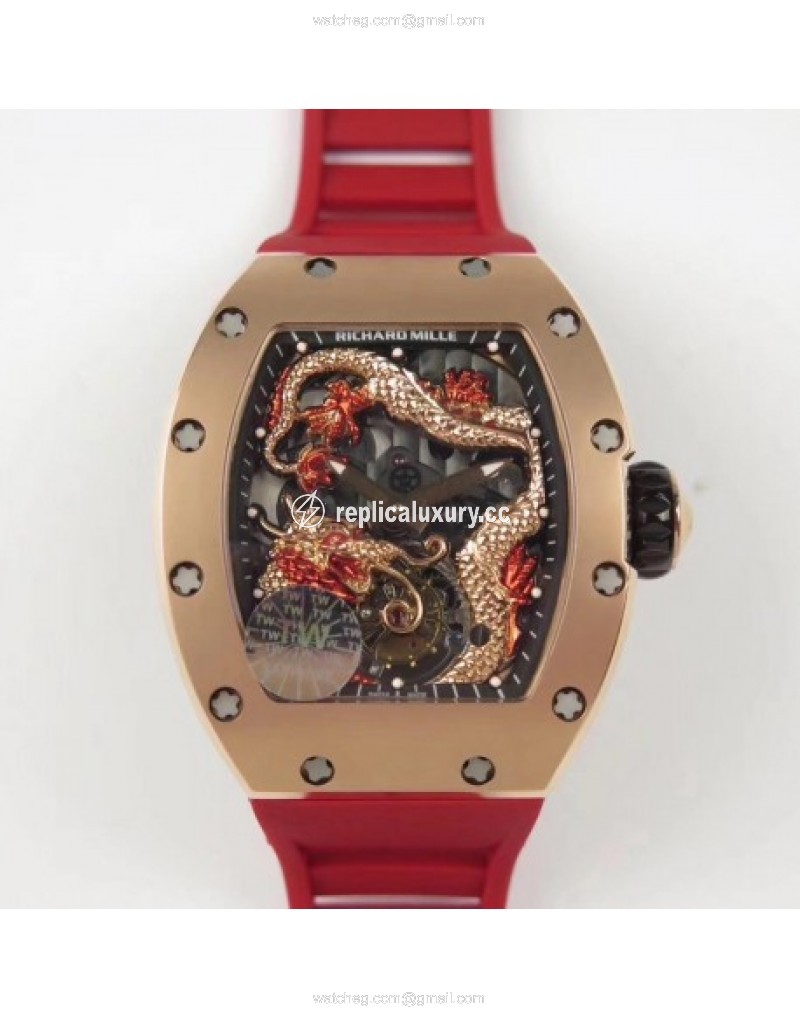 Richard Mille RM057 Tourbillon Dragon Jackie Chan TW Rose Gold Black & Rose Gold Skeleton 