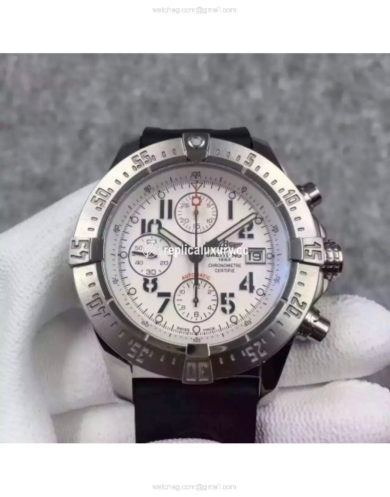 Breitling Super Avenger Limited Edition A13370 Noob Stainless Steel White 
