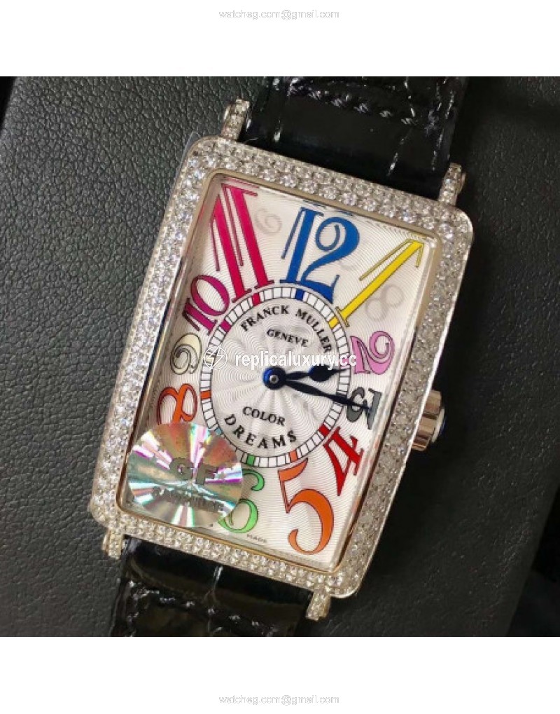 Franck Muller Ladies Long Island Color Dreams 1200 CH COL DRM D GF Stainless Steel & Diamonds Silver 