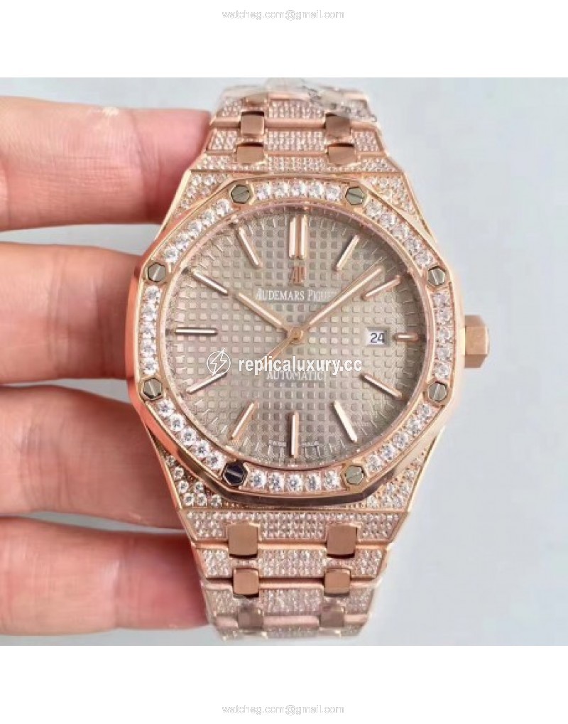 Audemars Piguet Royal Oak 15400 Noob Rose Gold & Diamond Grey 