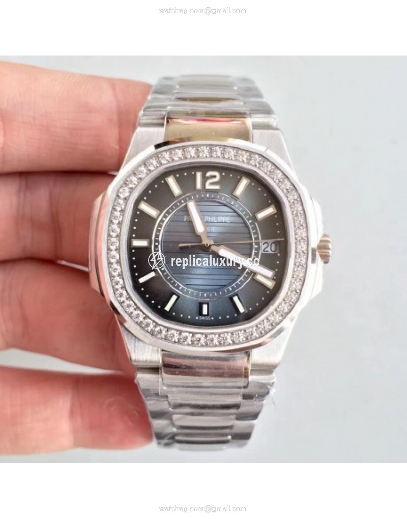 Patek Philippe Nautilus Ladies 7010/1G-010 JJ Stainless Steel & Diamonds Blue 