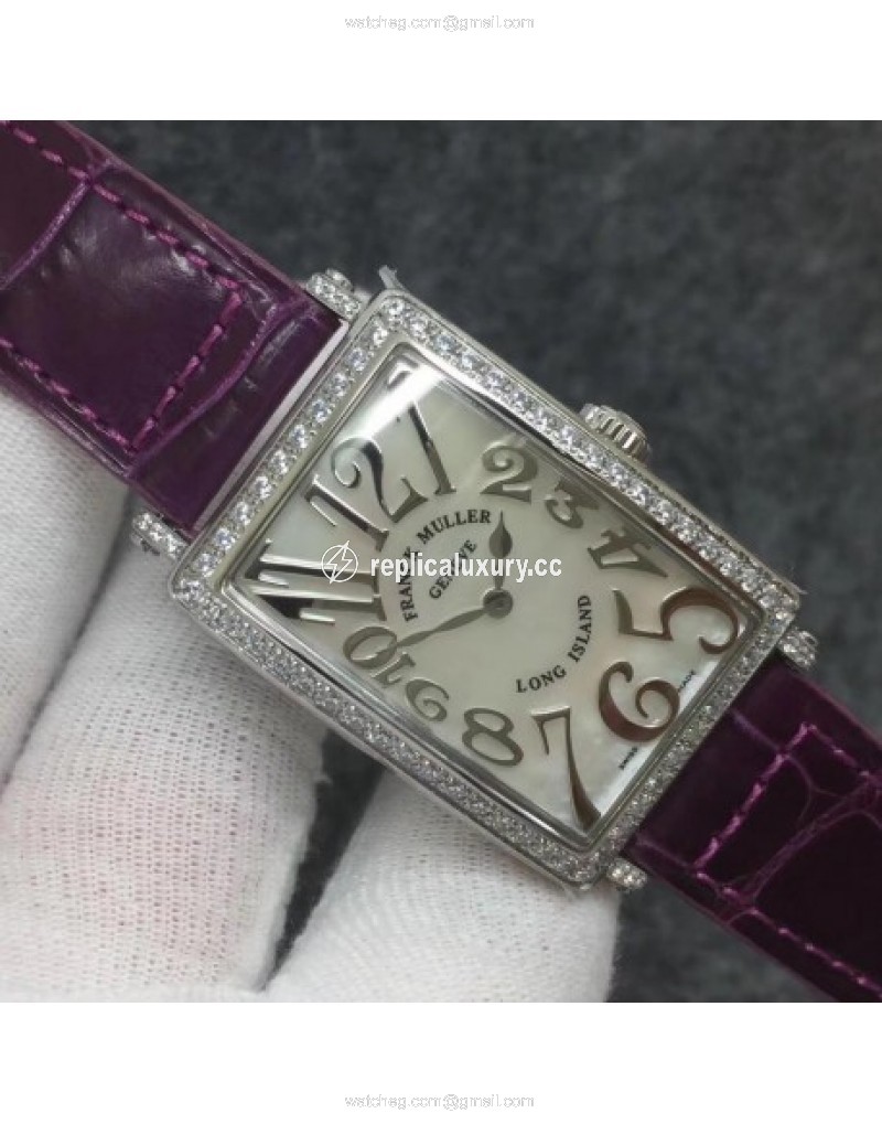 Franck Muller Ladies Long Island 1952 952 QZ D GF Stainless Steel & Diamonds Silver 