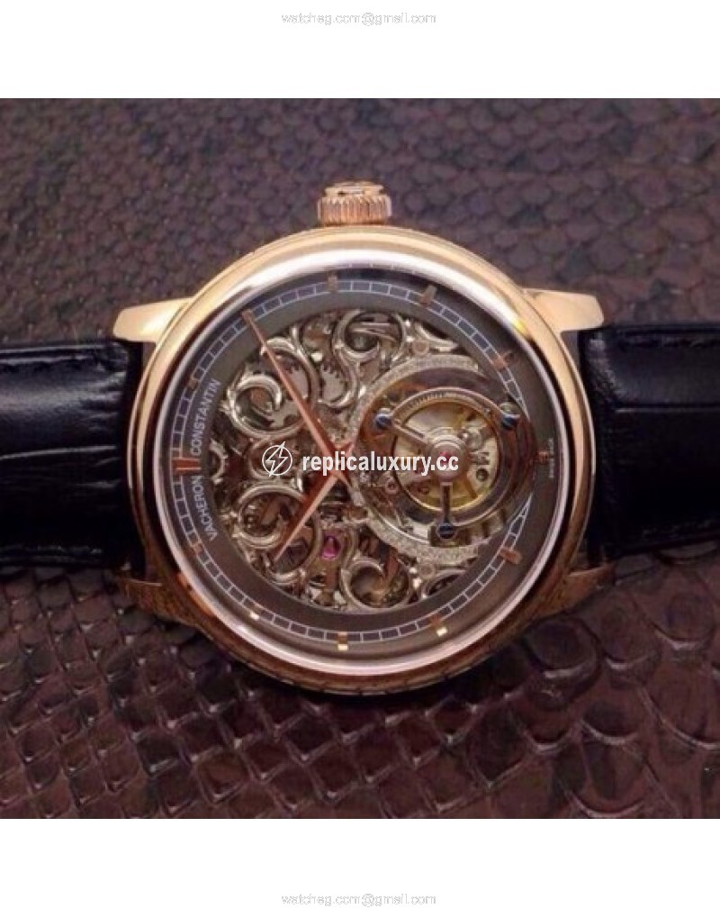 Vacheron Constantin Patrimony Tourbillon Rose Gold Skeleton & Gray 