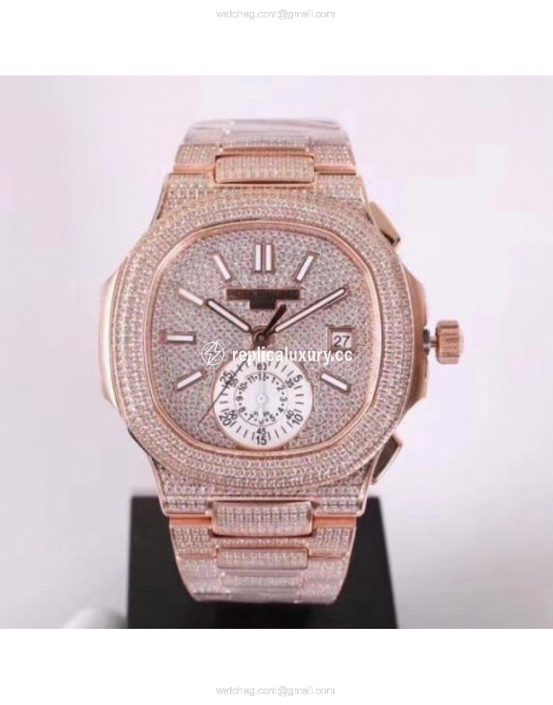 Patek Philippe Nautilus Chronograph 5980/1R-001 PF Rose Gold & Diamonds Diamond 