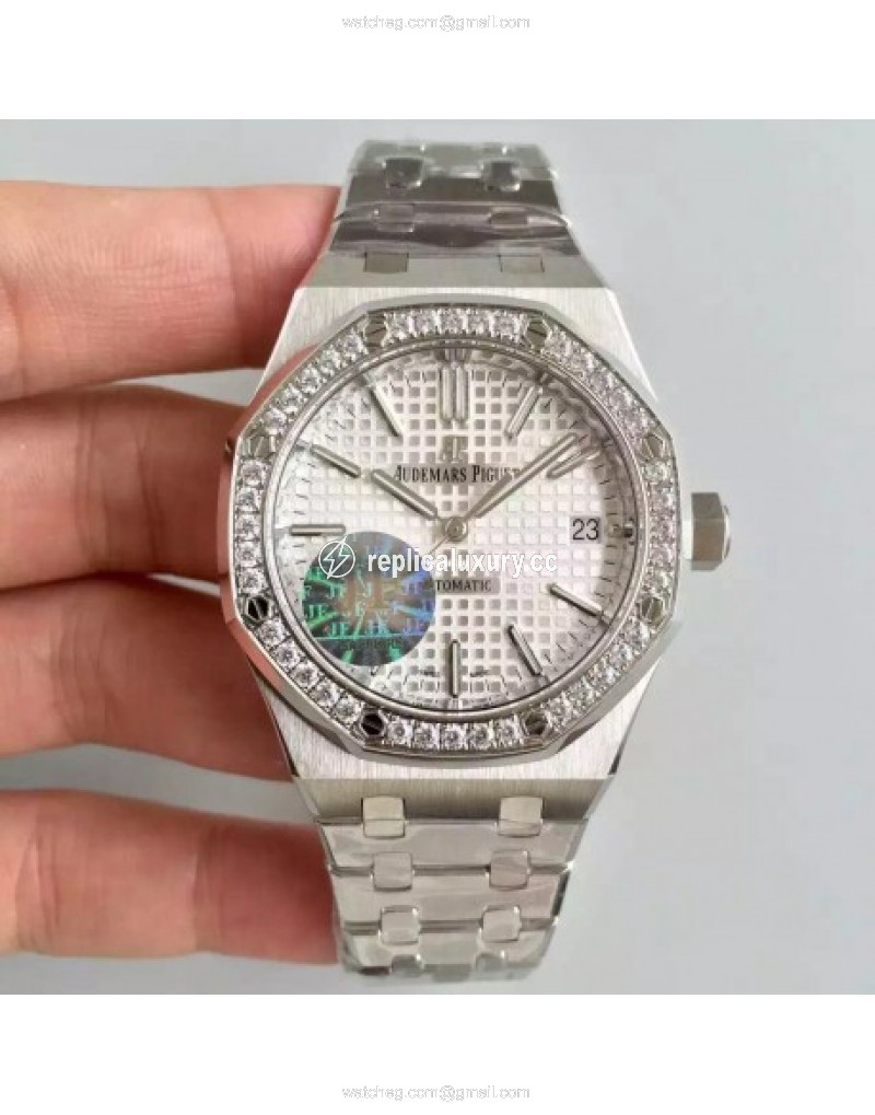 Audemars Piguet Royal Oak 15450 JF Stanless Steel & Diamonds Silver 