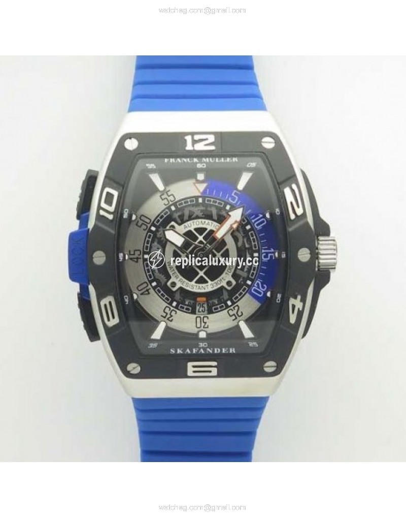 Franck Muller Skafander SKF 46 DV SC DT Noob Stainless Steel Blue Skeleton 