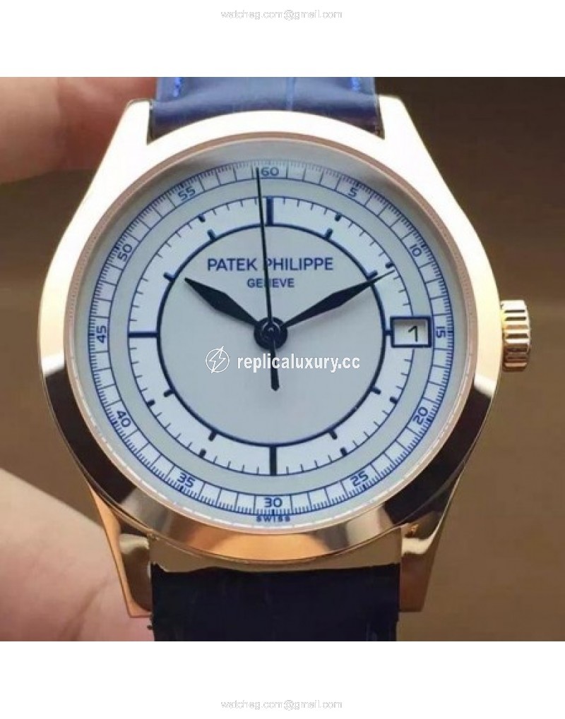 Patek Philippe Calatrava 5296 Rose Gold White & Blue 