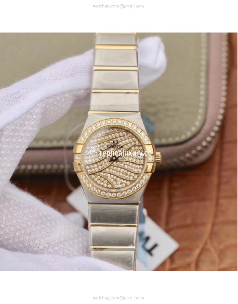 Omega Constellation Manhattan 28MM TW Stainless Steel & Yellow Gold Diamond 