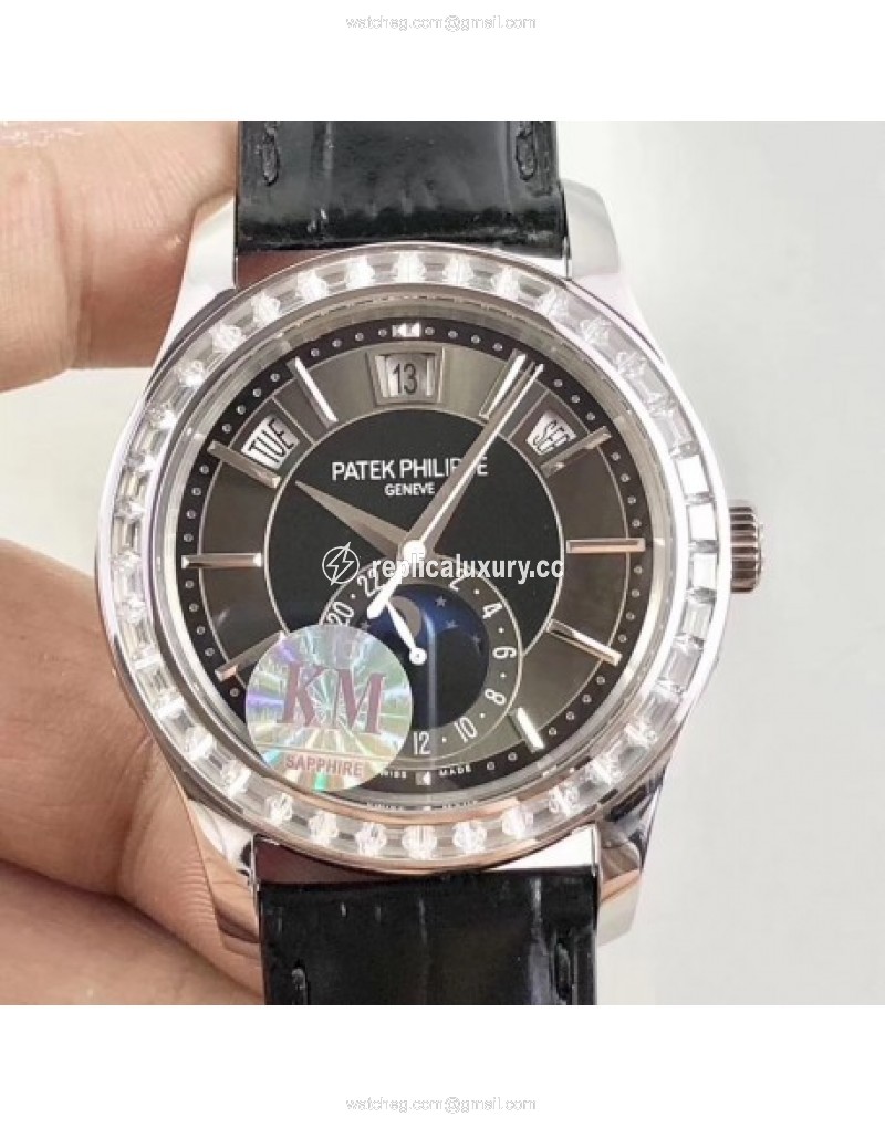 Patek Philippe Annual Calendar 5205G-010 KM Stainless Steel & Diamonds Black 