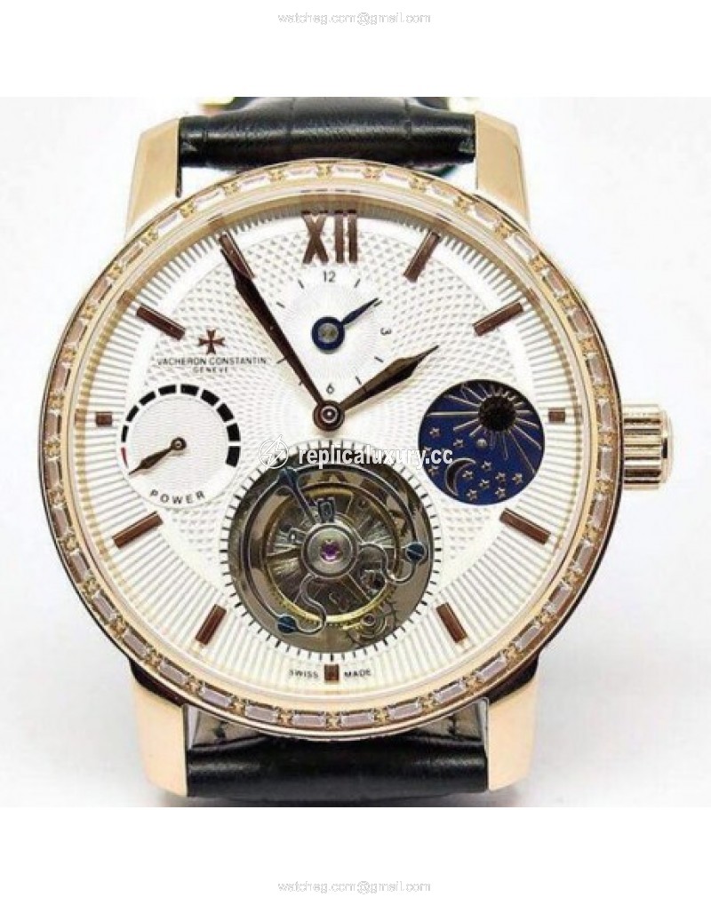 Vacheron Constantin Patrimony Tourbillon Rose Gold & Diamonds White 