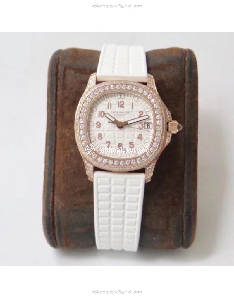 Patek Philippe Aquanaut Luce Ladies 5068R PP Rose Gold & Diamonds White 