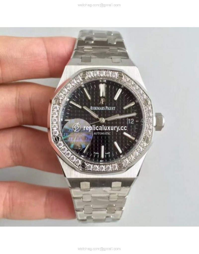 Audemars Piguet Royal Oak 15450 JF Stanless Steel & Diamonds Black 