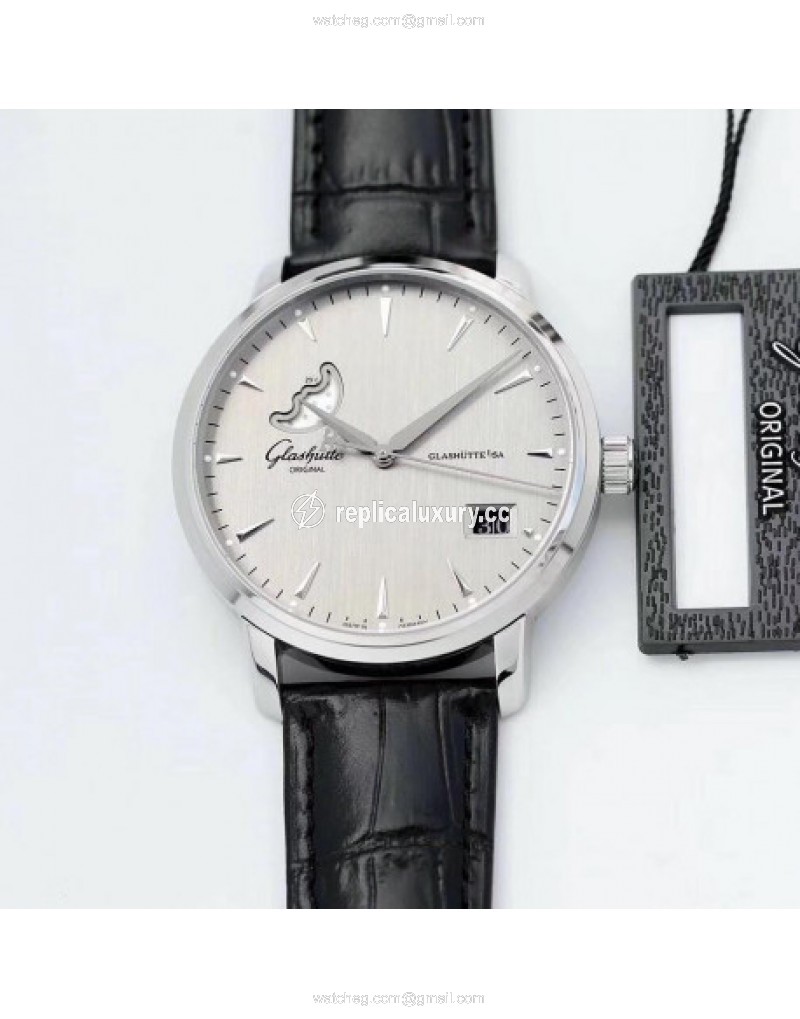 Glashutte Senator Excellence Panorama Date Moon Phase 1-36-04-03-02-02 ETC Stainless Steel Grey 