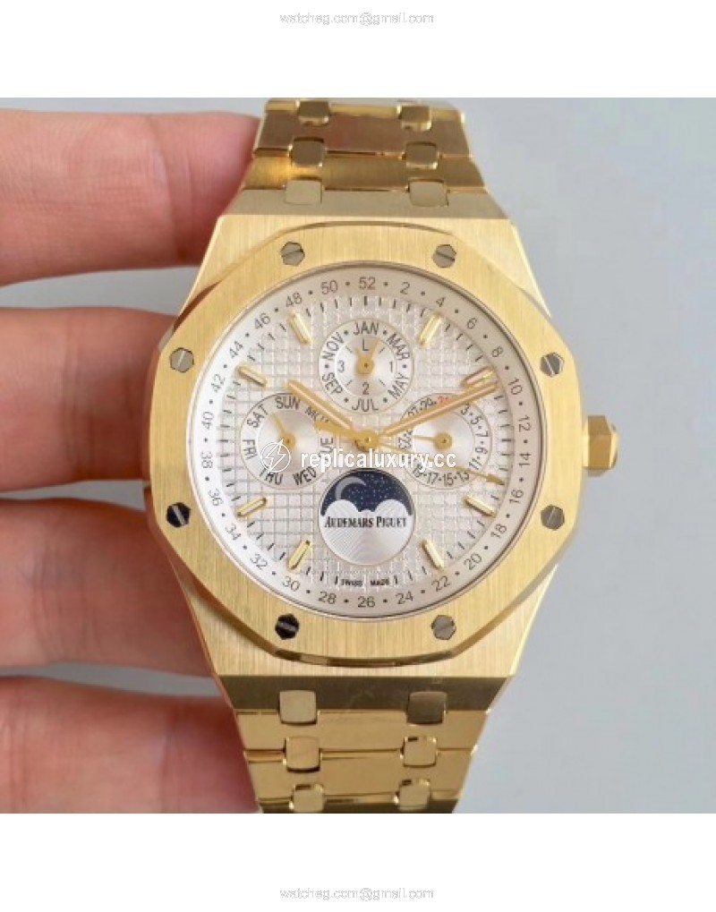 Audemars Piguet Royal Oak Perpetual Calendar 41MM 26574BA.OO.1220BA.01 BF Yellow Gold Silver 