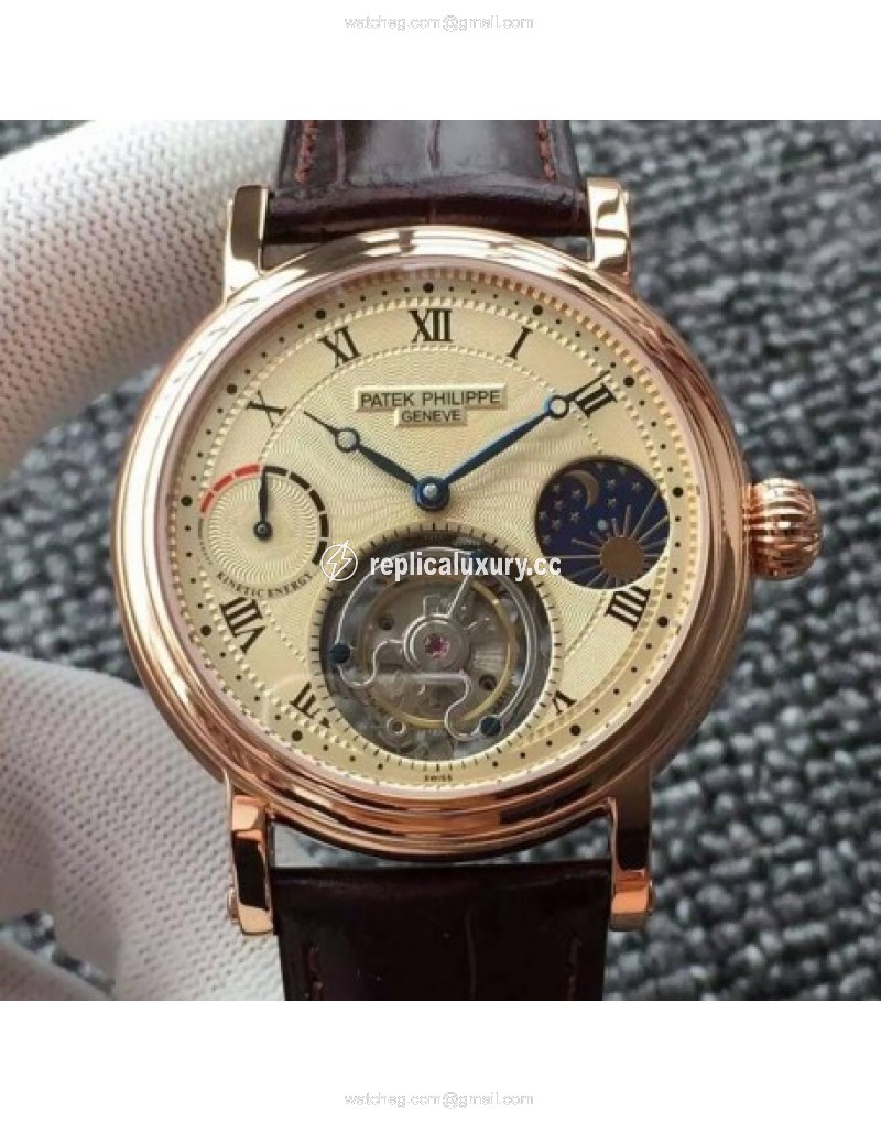 Patek Philippe Tourbillon Moonphase Power Reserve Rose Gold Gold 