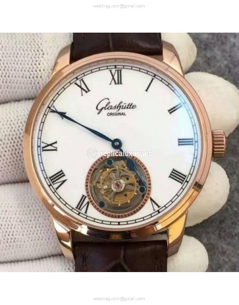 Glashutte Original Senator Excellence Tourbillon Rose Gold White 