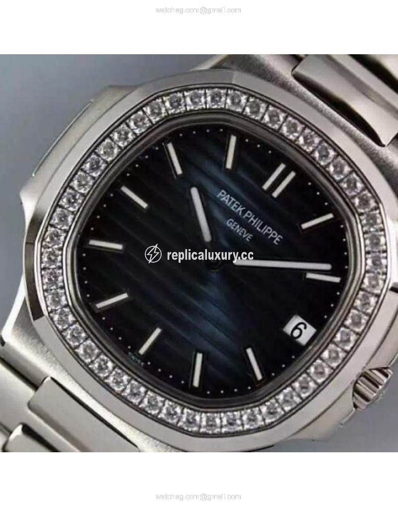 Patek Philippe Nautilus Jumbo 5711 Stainless Steel Diamonds Bezel Swiss 2824