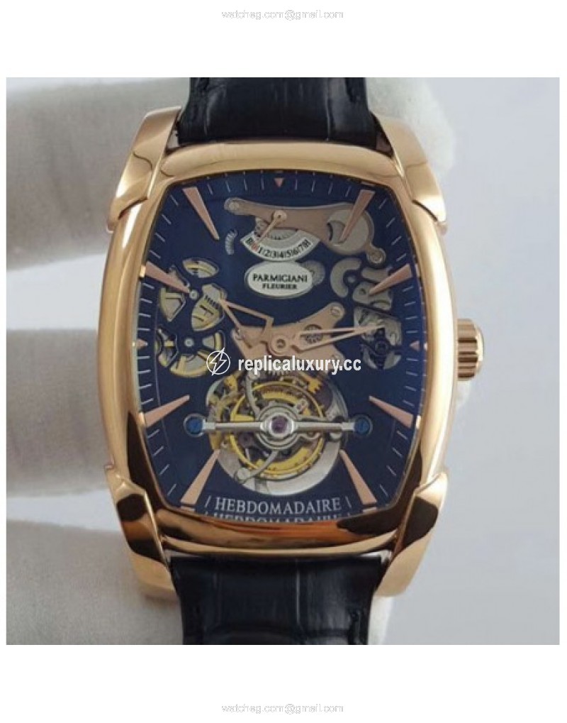 Parmigiani Fleurier Kalpa XL Tourbillon 30 Second Chiaroscuro PF012512-01 BM Rose Gold Black Skeleton 