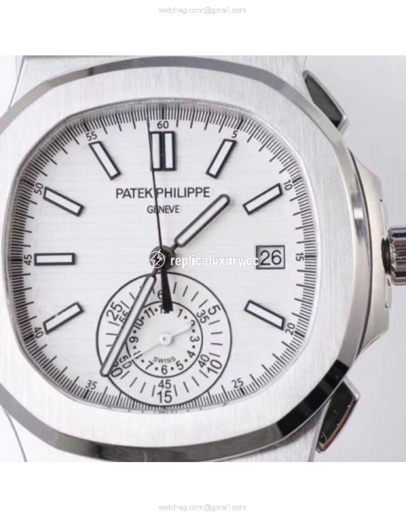 Patek Philippe Nautilus Chronograph 5980 PP Stainless Steel White 