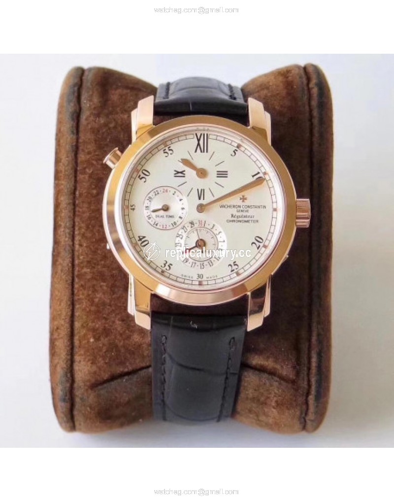 Vacheron Constantin Malte Regulateur Dual Time 42005/000J K11 Rose Gold White 