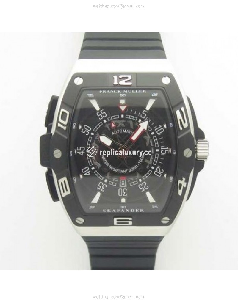 Franck Muller Skafander SKF 46 DV SC DT Noob Stainless Steel Black Skeleton 