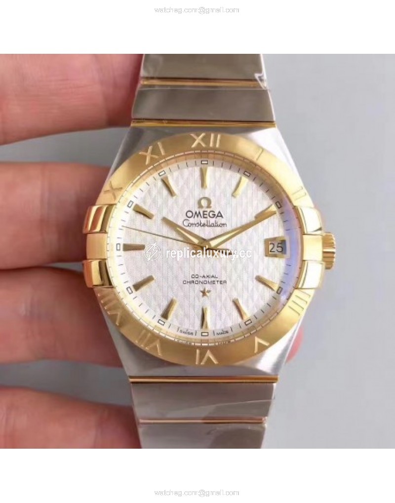 Omega Constellation 123.20.38.21.02.009 38MM SSS Stainless Steel & Yellow Gold White 