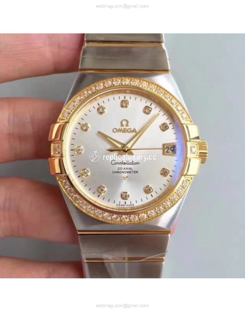Omega Constellation 123.25.38.21.52.002 38MM SSS Stainless Steel & Yellow Gold Rhodium 