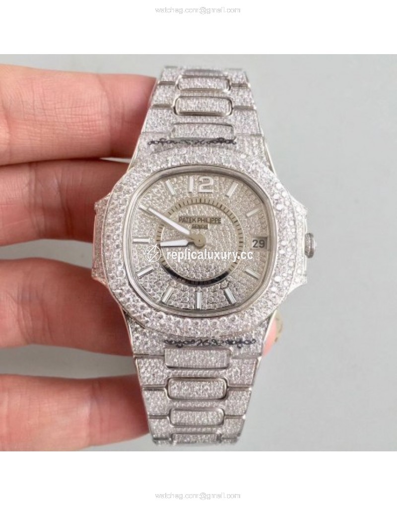 Patek Philippe Nautilus Jumbo Ladies Paved With Diamonds 7021/1G-001 Noob Stainless Steel & Diamonds Diamond 