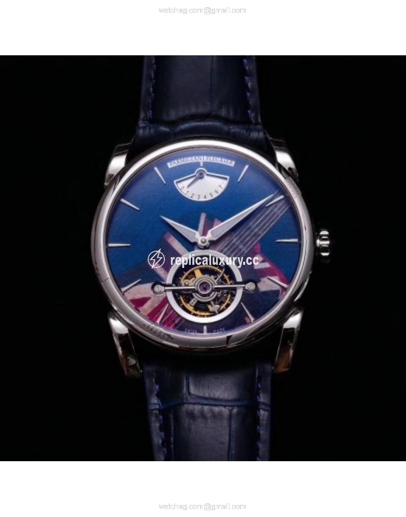 Parmigiani Fleurier Tonda Tourbillon Woodrock PFS251 JB Stainless Steel Blue & UK Banner Guitar 