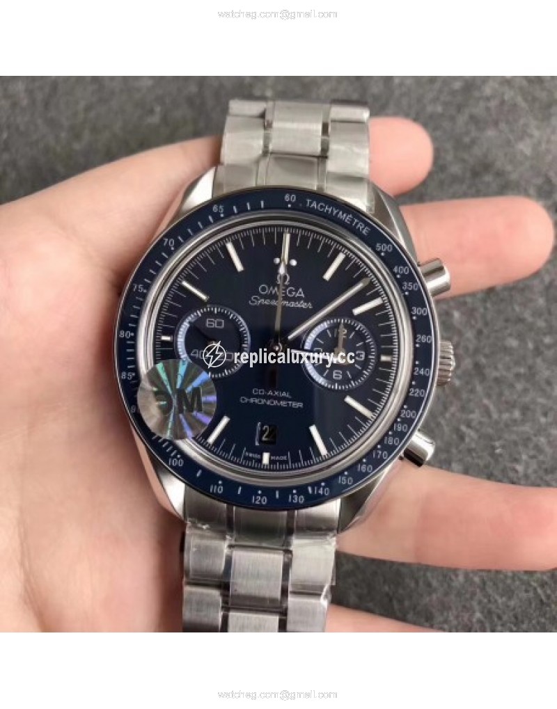 Omega Speedmaster Moonwatch Co-Axial Chronograph 44.25MM 311.90.44.51.03.001 OM V2 Stainless Steel Blue 