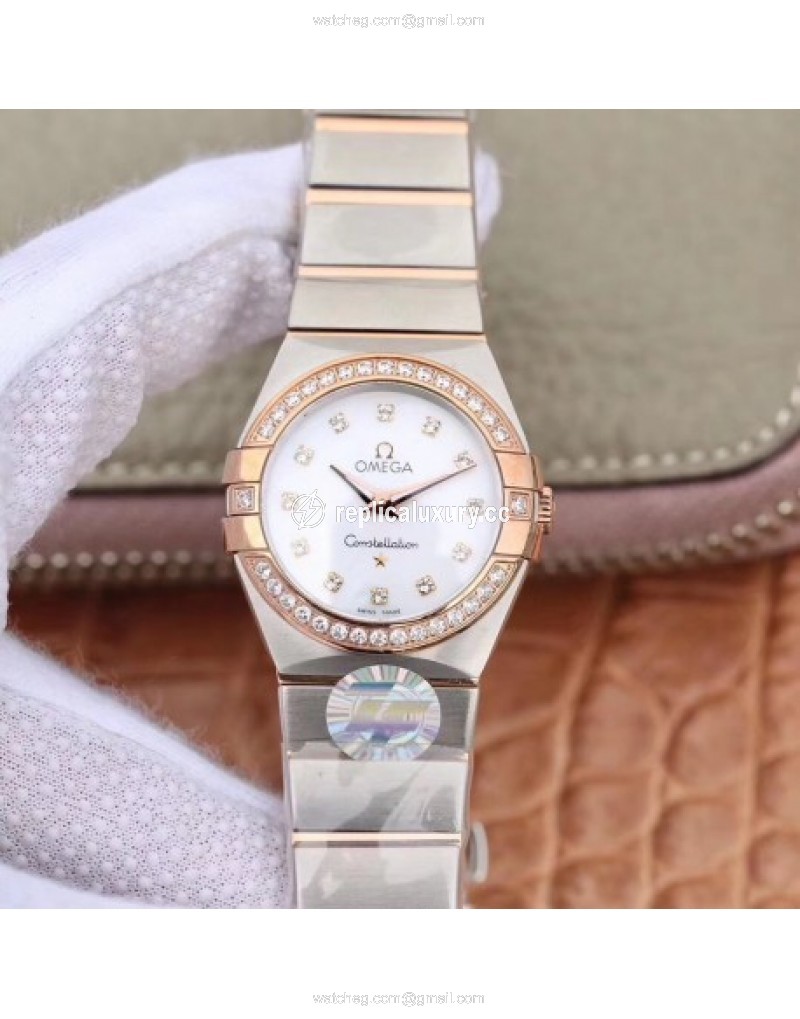 Omega Constellation Quartz 27MM ZF Stainless Steel & Diamonds Mother Of Pearl 