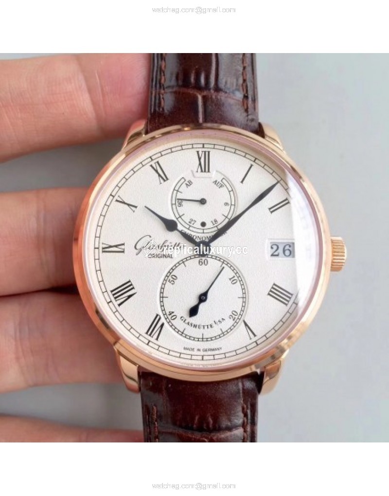 Glashutte Original Senator Chronometer 1-58-01-01-01-04 Noob Rose Gold Silver 