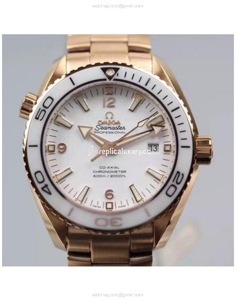 Omega Seamaster Planet Ocean 37mm Rose Gold White 