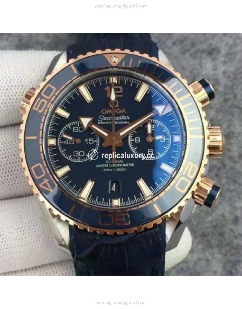 Omega Seamaster Planet Ocean 600M Chronograph Rose Gold Blue 