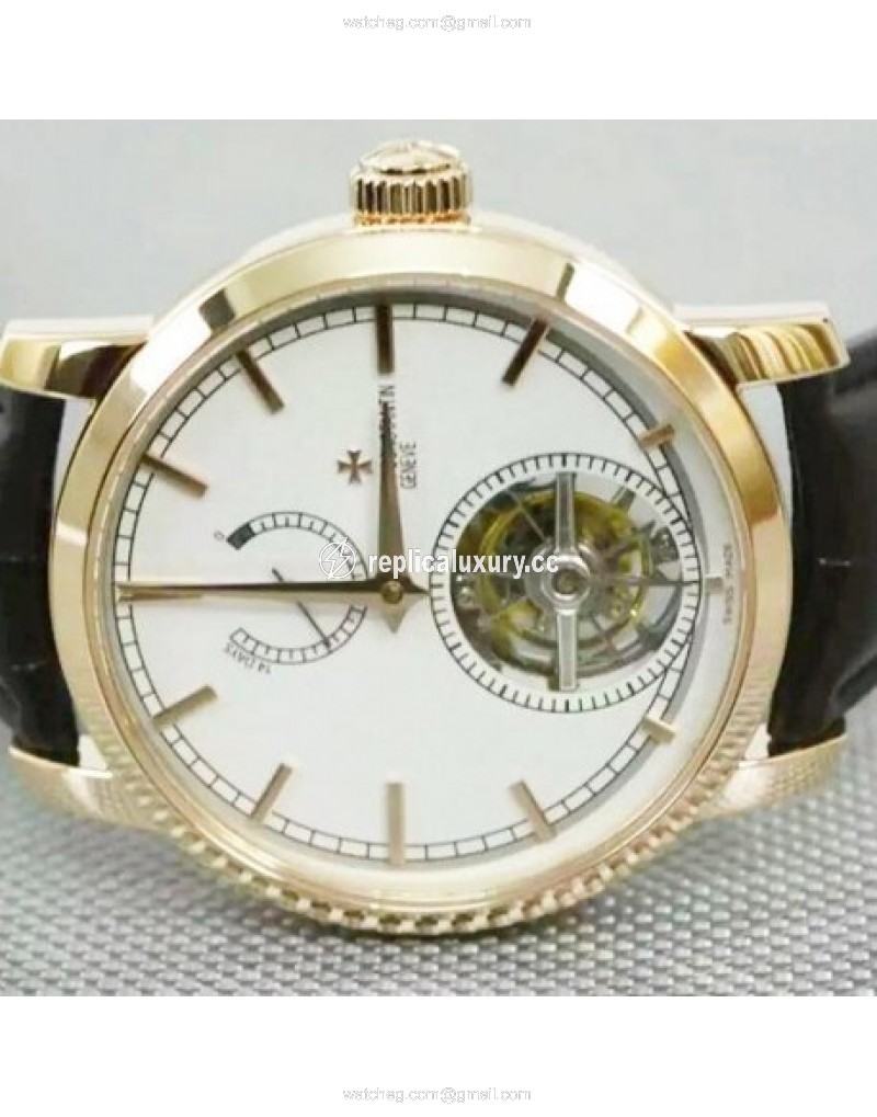 Vacheron Constantin Patrimony Tourbillon 24K Rose Gold Plated White 