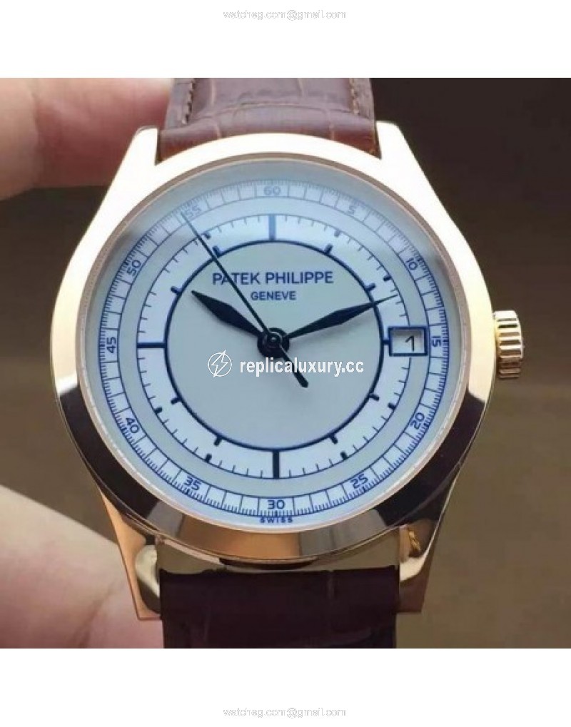 Patek Philippe Calatrava 5296 Rose Gold White & Blue 