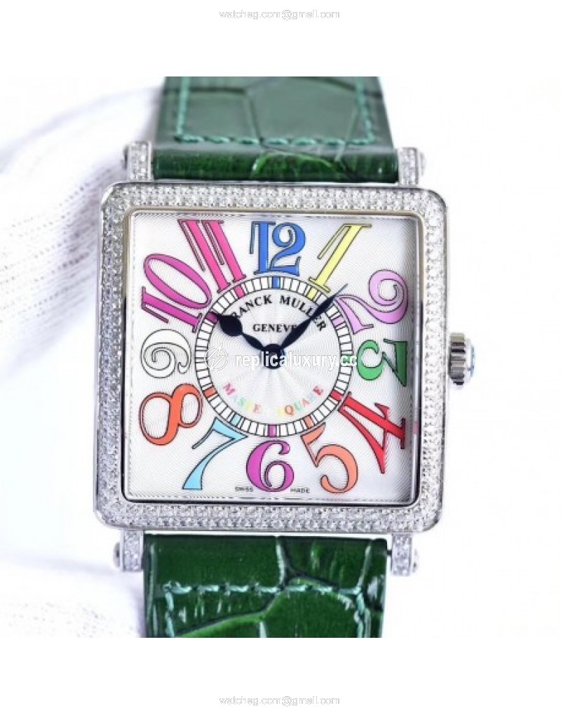 Franck Muller Master Square Ladies 6002 M QZ D GF Stainless Steel & Diamonds White 