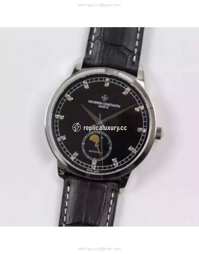 Vacheron Constantin Patrimony 81180 Stainless Steel Diamonds & Black 