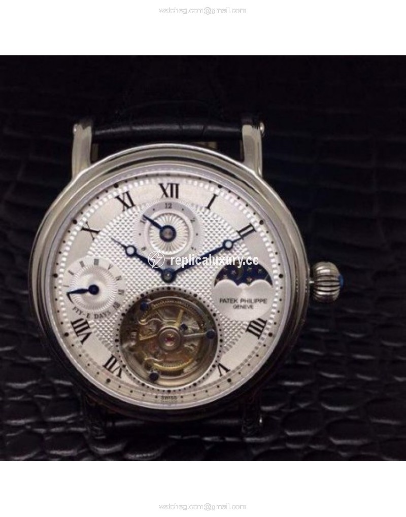 Patek Philippe Tourbillon Moonphase 24H Power Reserve Stainless Steel White 