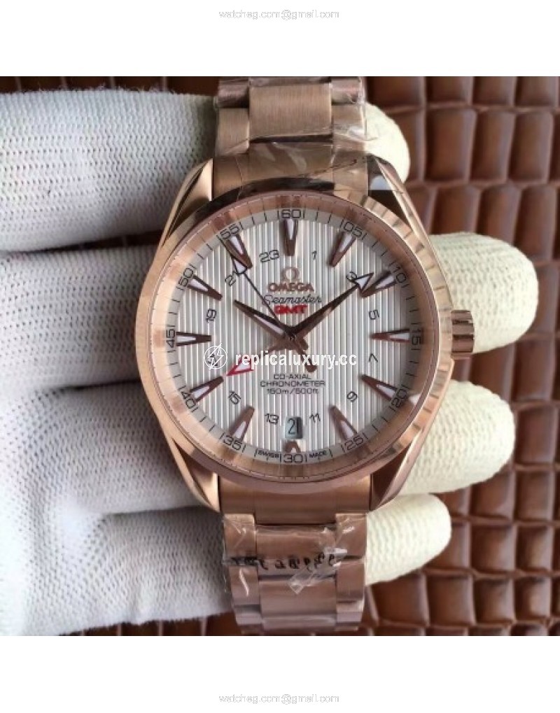 Omega Seamaster Aqua Terra 150M GMT 231.50.43.22.02.001 43MM JH Rose Gold White 