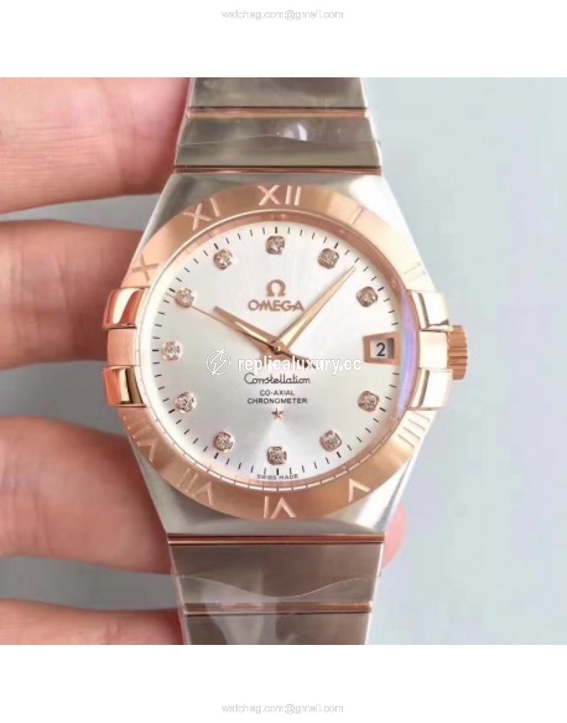 Omega Constellation 123.20.38.21.52.001 38MM SSS Stainless Steel & Rose Gold Rhodium 