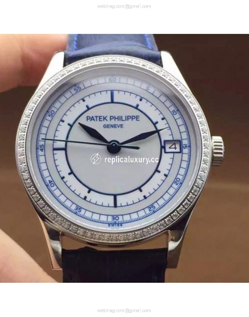 Patek Philippe Calatrava 5296 Stainless Steel Diamonds Bezel Swiss 324SC