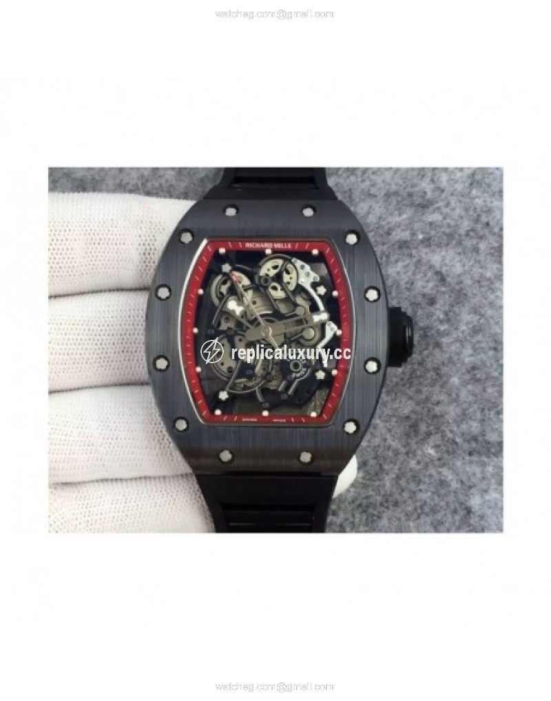 Richard Mille RM55 Black Ceramic Red Skeleton 