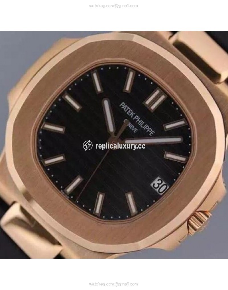 Patek Philippe Nautilus Jumbo 5711 Rose Gold Black 