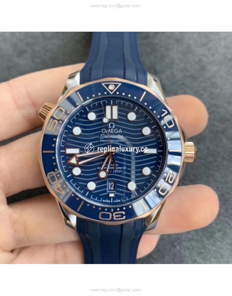 Omega Seamaster Diver 300M 210.22.42.20.03.002 VS Stainless Steel & Rose Gold Black 