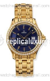 Omega Seamaster 120M Automatic 36.25 Yellow Gold / Diamond / Blue 2105.81.00