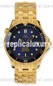 Omega Seamaster Diver 300M Automatic 41 Yellow Gold / Blue / Bracelet / Bond 2133.80.00